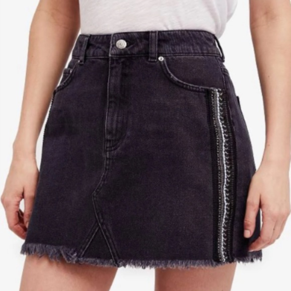 Free People Dresses & Skirts - NWOT Free People black mini skirt with beading
